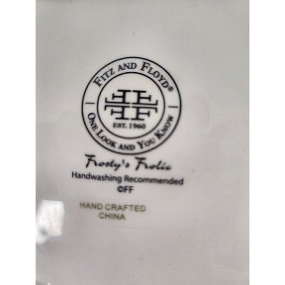 Fitz And Floyd Frosty's Frolic Snowman Square Plate Ceramic Winter Christmas 6" - Picture 4 of 6